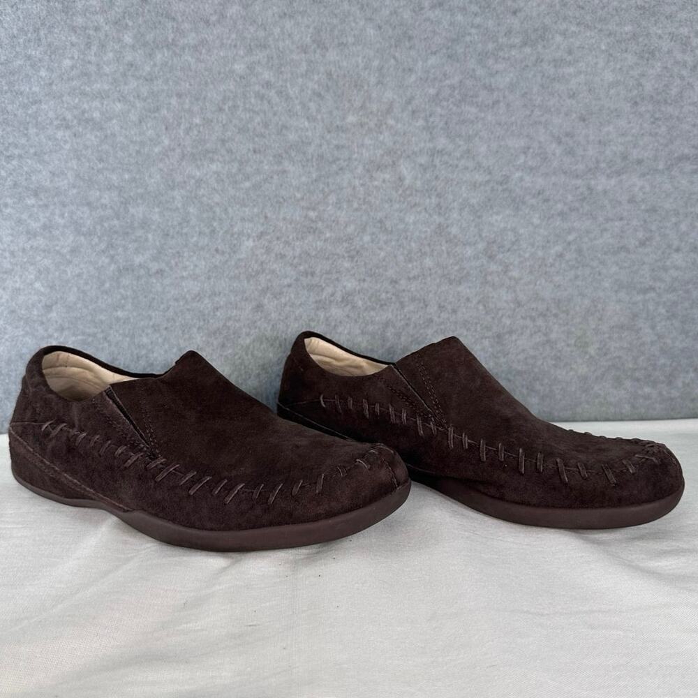 Merrell Women’s sz 9 Wild Senna Espresso Suede Slip On Moccasins Woven Comfort